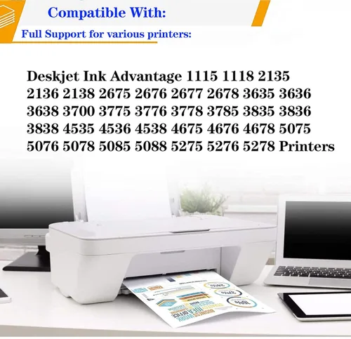 Vista 2 de Cartuchos de tinta 664 XL compatibles con HP Deskjet Ink Advantage 1115 2135 2138 2675 2676 2678 3635 3636 3638 4678 5075 5275 impresoras 1 negro 1
