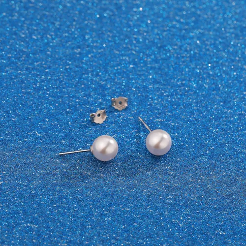 Vista 7 de Aretes de plata de ley chapados en oro blanco de 18 quilates con perlas de imitación para mujer, aretes de boda de perlas blancas, joyería