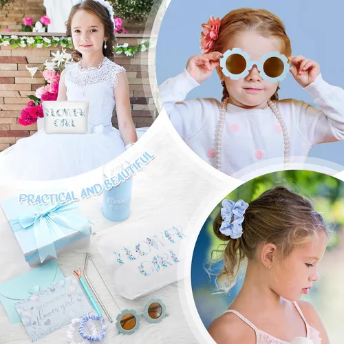 Vista 5 de Sieral Juego de 9 Piezas de Regalos de Propuesta para Niña de Flores, Vaso Personalizado para Niña de Flores con Pajita, Caja de Regalo para Novia