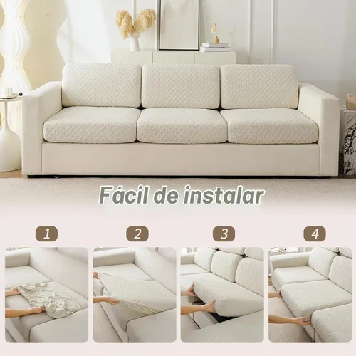 Vista 6 de Fundas de cojín para sofá seccional, fundas elásticas para sofá modular en forma de L, funda de cojín lavable, fundas de asiento suaves