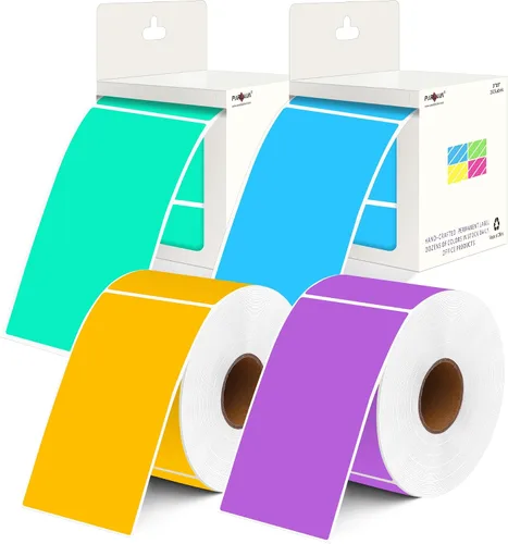 Vista 32 de PARLAIM 5 x 3 pulgadas Rectángulo de colores pegatinas de inventario, 1000 unidades de 4 rollos de etiquetas adhesivas cuadradas para cajas móviles