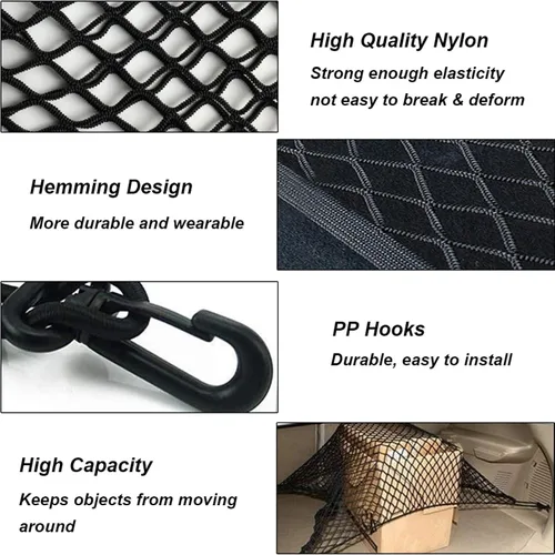 Vista 4 de 4 Hooks Car Trunk Cargo Net Mesh Storage Organizer,70cm x70cm Car Net,for Hyundai Santa Fe Pre-Facelift 2.7L GLS Limited SE 2007-2009
