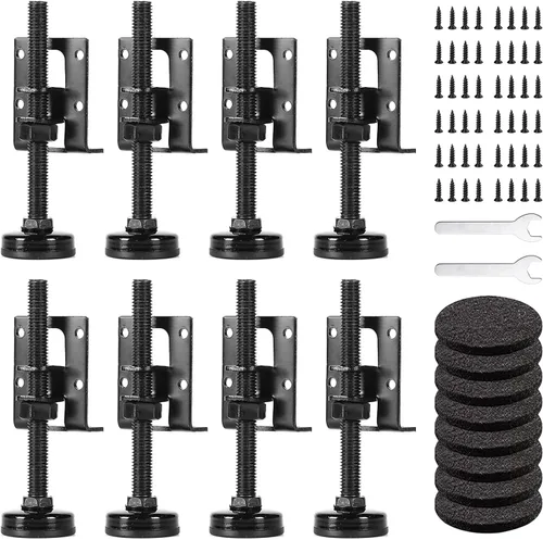 Vista 9 de Paquete de 4 patas niveladoras ajustables resistentes – niveladores de muebles para banco de trabajo, mesa, armario, armario