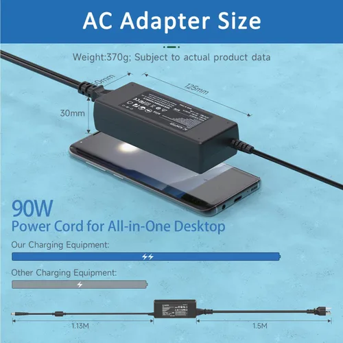 Vista 4 de Cargador adaptador de CA de 90 W para PC de sobremesa HP todo en uno 18 20