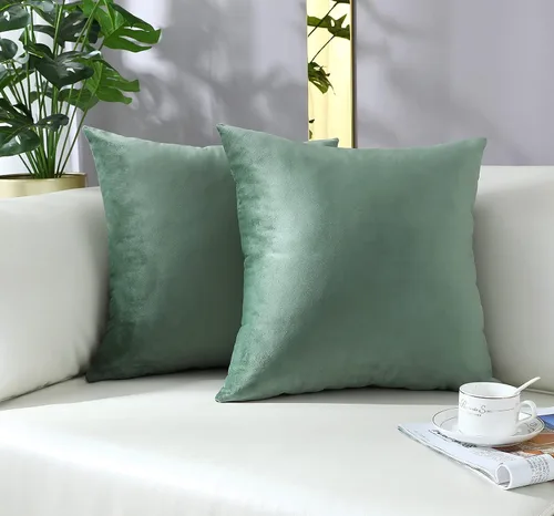 Vista 24 de mixeoo Comfy - Juego de 2 fundas de almohada decorativas de terciopelo grueso sólido y grueso, súper suaves, decoración del hogar para sofá, sala