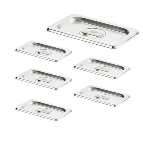 Vista 12 de HECMAC Paquete de 6 Tapas de Bandeja de Hotel de Tamaño 1/2 con Muescas, Acero Inoxidable Sólido Resistente para Mesa de Vapor, Tapa de Bandeja