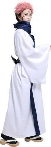 Vista 3 de Haikyuu Disfraz de cosplay de anime para hombre casual bata tipo kimono con bufanda Obi