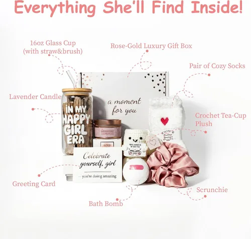Vista 2 de MHSMHL Regalos de cumpleaños para mejores amigas, regalos de amistad para mujeres, cesta de regalo para mejor amiga, regalo de San Valentín, regalo