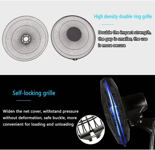 Vista 6 de Ventilador de Pared para Habitación De Niños, 60 W, Color Negro, 3 Velocidades, para El Hogar, El Dormitorio Y La Oficina, Negro-16.3 pulgadas