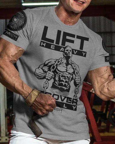 Vista 2 de Camisas de entrenamiento para hombres, camiseta de levantamiento pesado y recuperación completa, divertida camiseta de levantamiento