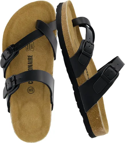 Vista 19 de CUSHIONAIRE Luna - Sandalias con plantilla de corcho para mujer con correas Negro