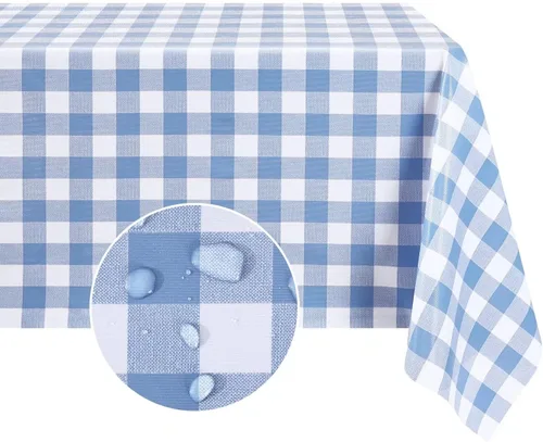 Vista 10 de Romanstile Mantel rectangular de vinilo, 100% impermeable, mantel de plástico a cuadros de búfalo, resistente y lavable para exteriores, campamento