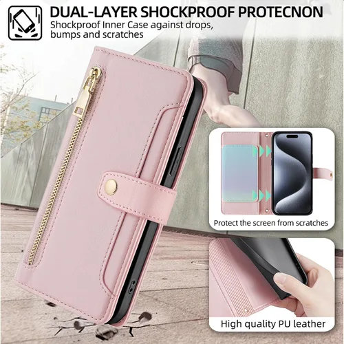 Vista 6 de Funda compatible con Itel Vision 1, compatible con Itel Vision 1, funda para teléfono [6 ranuras para tarjetas + 1 clip para dinero + 1 cartera]
