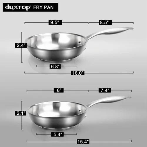 Vista 5 de duxtop Sartén de acero inoxidable, sartén de inducción de 8 pulgadas