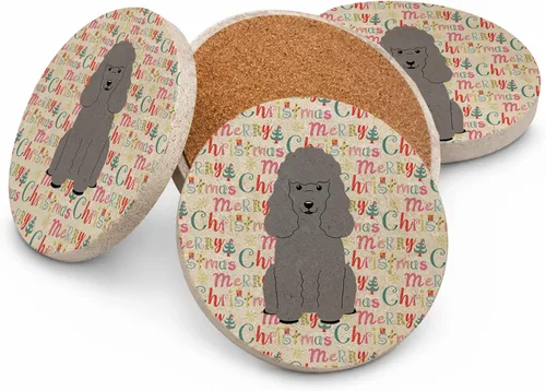 Vista 210 de Abyssinian Sand Terrier Merry Christmas - Posavasos grandes de piedra arenisca (4 unidades)