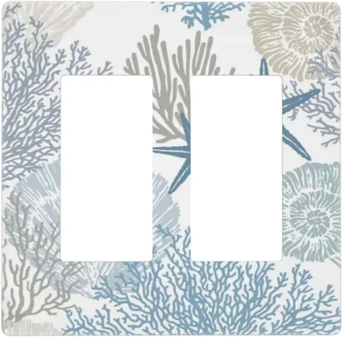 Vista 109 de Mid Century Morden Boho - Placa de pared para interruptor de luz dúplex de 1 banda, placa frontal decorativa eléctrica para receptáculo para baño