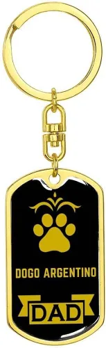 Vista 4 de Express Your Love Gifts Dogo Argentino Keychain Stainless Steel or 18k Gold