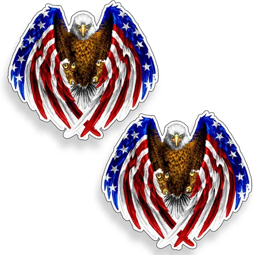 Vista 2 de Mini calcomanía de águila calva con diseño de bandera americana de Estados Unidos, enfriador de vinilo para teléfono portátil