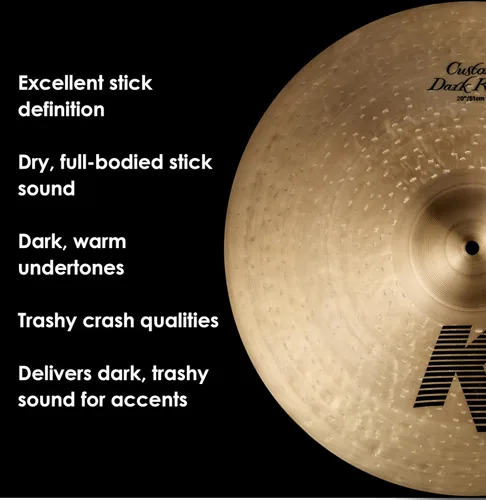 Vista 4 de Zildjian K Custom Dark Ride Platillo - 20 pulgadas