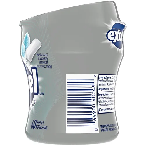 Vista 3 de Goma de mascar Excel sin azúcar, hielo polar, botella de 60 unidades, 6 unidades {Importado de Canadá}