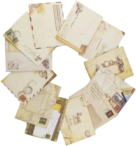 Vista 2 de yueton Paquete de 48 sobres de papel kawaii retro encantador, vintage, estilo europeo, para bodas, fiestas de cumpleaños, tarjetas de felicitación