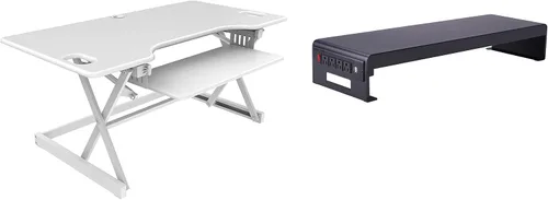 Vista 27 de Rocelco - Convertidor de escritorio para trabajar de pie con altura ajustable de 32 pulgadas - Estación de trabajo para computadora sentada o de pie