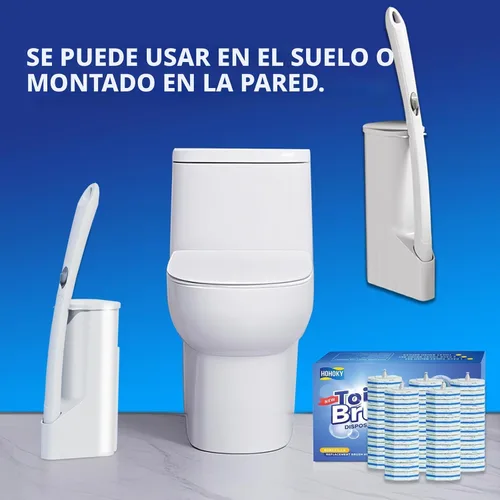 Vista 4 de Sistema de Cepillo de Limpieza Desechable para Inodoro con 50 uds. de Almohadillas de Repuesto Cabezales, Varilla de Limpieza para Inodoro, Kit
