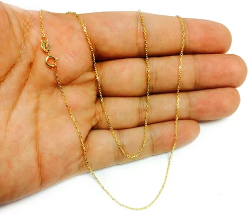 Vista 5 de Jewelry Affairs 14k Yellow Gold Cable Link Chain Necklace, 1.1mm