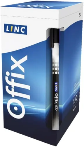 Vista 8 de linc Offix Bolígrafo [azul] - Paquete de 50 unidades, punta lisa de 0.00 pulgadas, tinta de baja viscosidad para escritura constante sin saltos