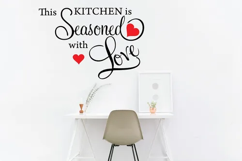 Vista 3 de Calcomanía de pared con cita This Kitchen is SEASONED WITH LOVE