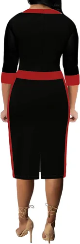 Vista 3 de Xinlees Elegante vestido de lápiz para mujer, vestido casual por debajo de la rodilla, vestido sexy de negocios