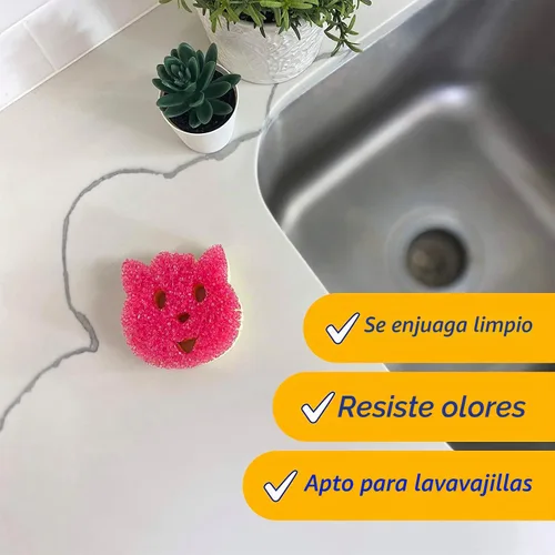 Vista 8 de Scrub Daddy Scrub Mommy Special Edition Pets Cat - Esponja multiusos para platos sin arañazos, sin BPA y fabricada con espuma de polímero, esponja