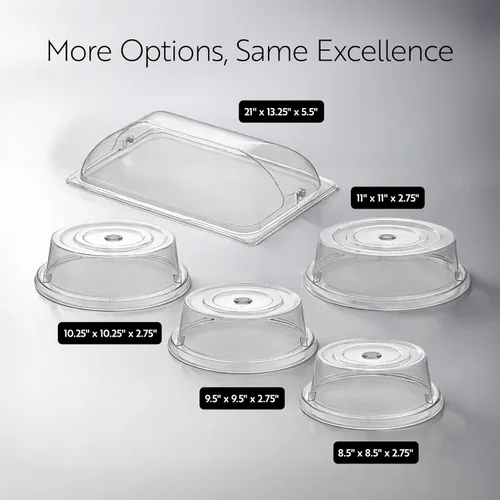 Vista 5 de Restaurantware Cater Tek - Cubierta de placa de policarbonato de 9.4 pulgadas, 1 cubierta de plato inastillable, lavable en lavavajillas para placa