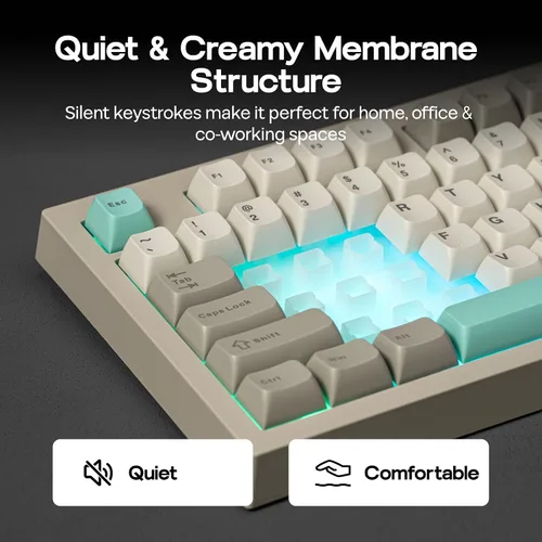 Vista 4 de EPOMAKER Aula S102 PRO Membrane Gaming Keyboard with TFT Screen, Volume Knob & Number Pad, BT/2.4G/USB, RGB Backlit, Creamy Silicone Structure, Grey