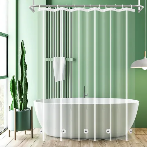 Vista 9 de UFRIDAY Cortina de ducha para casa rodante, 36 x 72 pulgadas, cortina de ducha de plástico impermeable PEVA transparente para el hogar, resistente