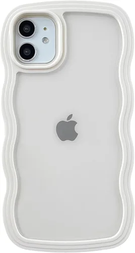 Vista 10 de Caseative Funda para iPhone 11, color negro Forma de marco de onda rizada linda a prueba de golpes suave