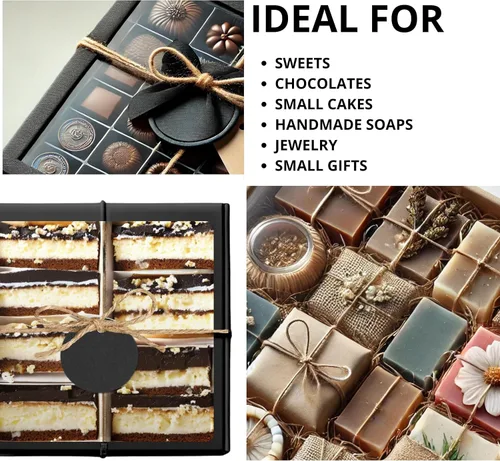 Vista 7 de 30PCS Cookie Boxes Black with Window - 4.13 x 4.13 x 1.18 Inch Durable Packaging for Baked Goods Small Bakery Containers for Pastries Gift Giving