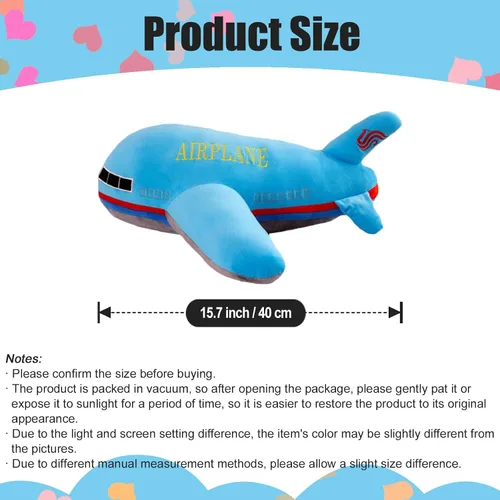 Vista 6 de zhidiloveyou Almohada de peluche azul de avión de 15.7 pulgadas, regalo para niños