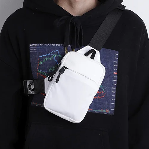 Vista 4 de Mini bolso bandolera Pequeña bolsa impermeable para mujeres y hombres, bolsa cruzada casual para teléfono para senderismo y viajes (blanco), Blanco