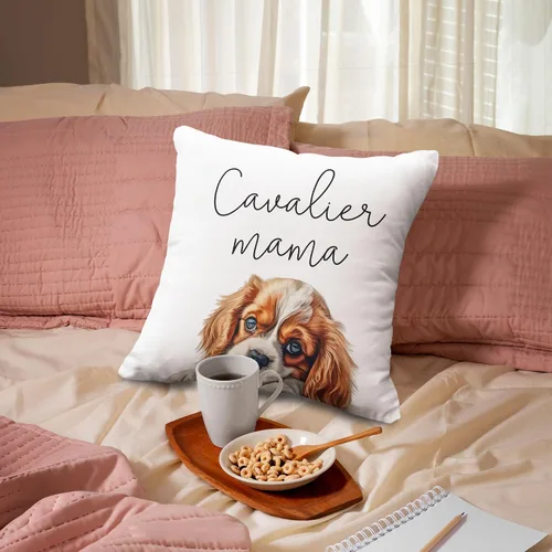 Vista 5 de Cavalier Mama - Funda de almohada de 18 x 18 pulgadas, estampado de doble cara para sofá, cama, bonita decoración de perro, regalos