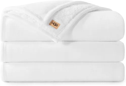 Vista 17 de UGG Nita - Manta para sofá, forro polar de lujo, 50 x 70 pulgadas, color Blanco