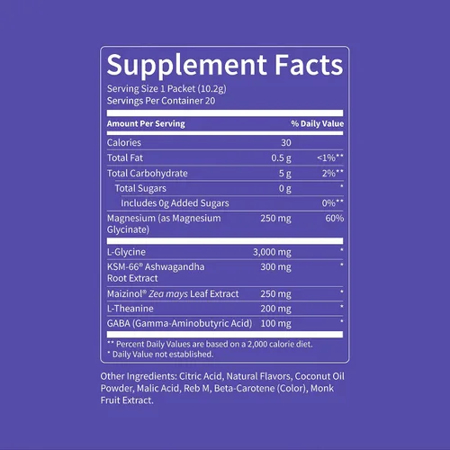 Vista 7 de Nello Supersleep - Mezcla de bebida de apoyo para dormir nocturno, Ashwagandha, Maizinol, L-glicina, glicinato de magnesio, melocotón Dream
