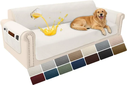 Vista 47 de Fundas de terciopelo 100% impermeables para sofá biplaza, fundas lavables para sofá de 2 plazas, fundas de sofá aptas para mascotas, protector