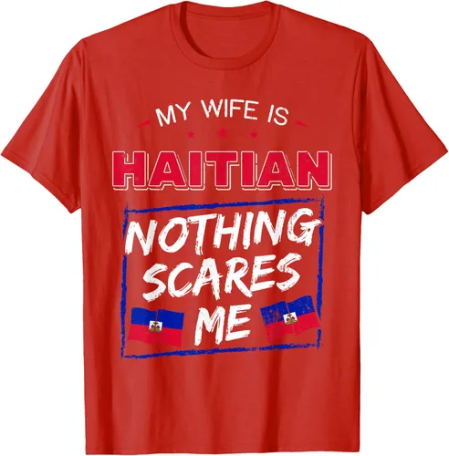 Vista 99 de My Wife Is Haitian Republic of Haiti Heritage Roots - Camiseta con bandera, Negro, S