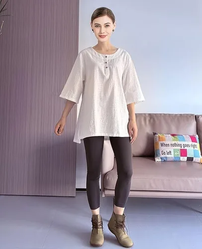 Vista 4 de Minibee Para Mujer - Blusa - Playera - Jacquard de algodónlino - Manga 34