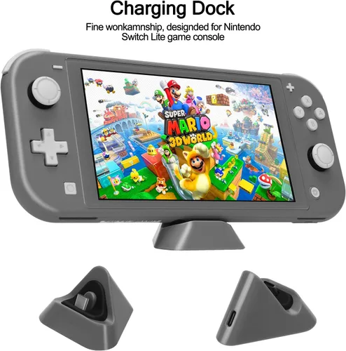 Vista 4 de Switch Lite - Paquete de accesorios, kit con funda de transporte, funda de TPU con protector de pantalla, base de carga, soporte de juego, funda