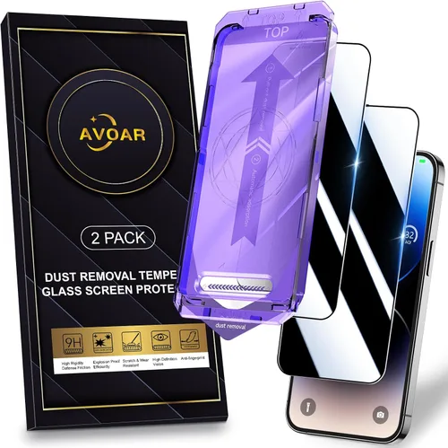 Vista 23 de Paquete de 2 protectores de pantalla de privacidad para iPhone 13 Pro Max /14 Plus [kit de alineación automática] vidrio templado, protección