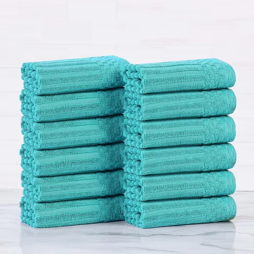 Vista 103 de Superior Juego de 6 toallas de algodón sólido y acanalado, toallas de cara de 13 x 13 pulgadas, toallas de mano de 16 x 28 pulgadas, toallas de baño