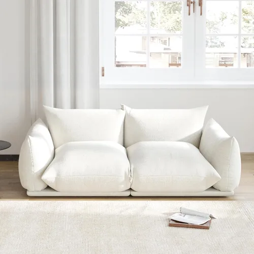 Vista 11 de Sofá de nube de asiento profundo de 77 pulgadas, moderno sofá modular de chenilla, sofá modular de 2 asientos con cojines gruesos de felpa y otomana