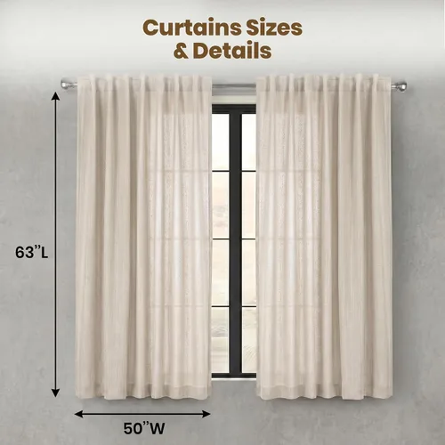 Vista 3 de LFH Home Natural Cotton Rich Curtains For Living Room Light Filtering Window Panels with Rod Pocket Back Tab Farmhouse Curtain for Bedroom or Easy